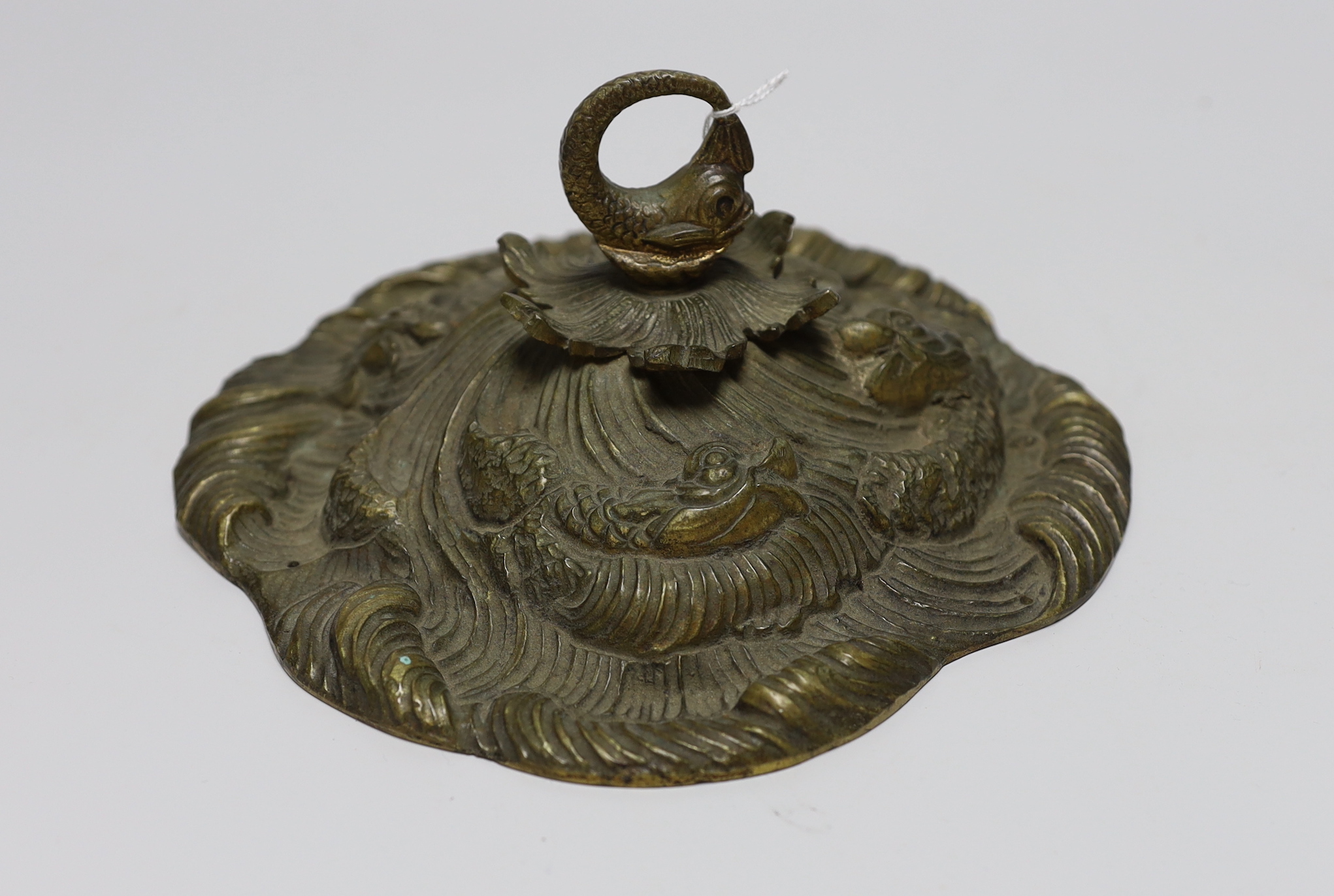 A French bronze 'dolphin' ceiling rose